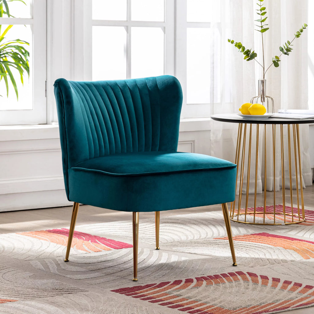 Tan Velvet Upholstered Accent Chair F2379