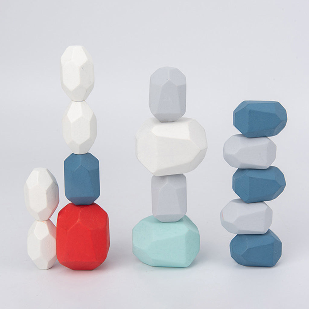 36 Pcs Wooden Colored Stone Stacking Game Building Block T886