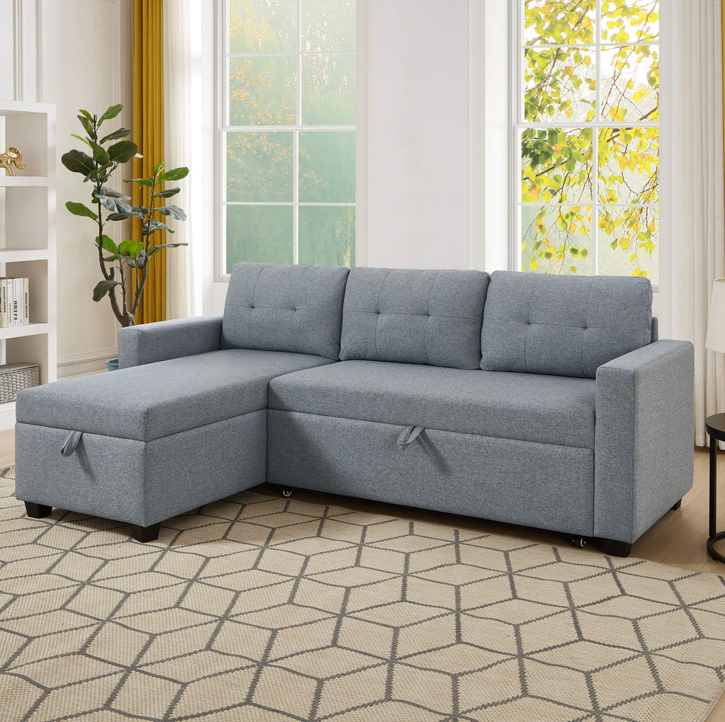 Linen Brown Convertible Sectional Sofa Q946957