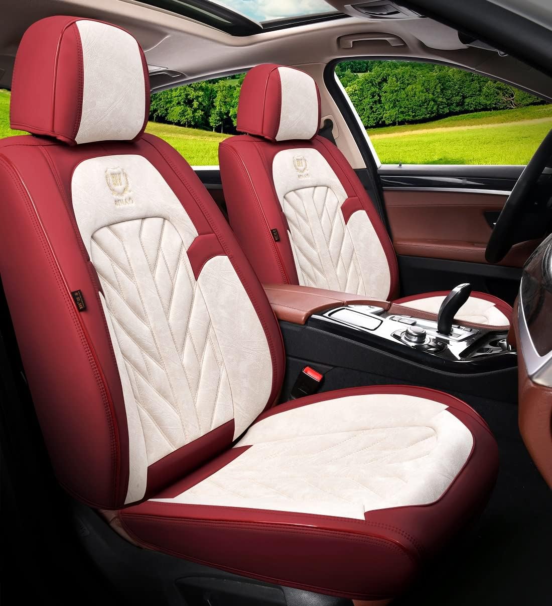 Pink-White Universal 5-Seater Full Set Car Seat Covers R89686