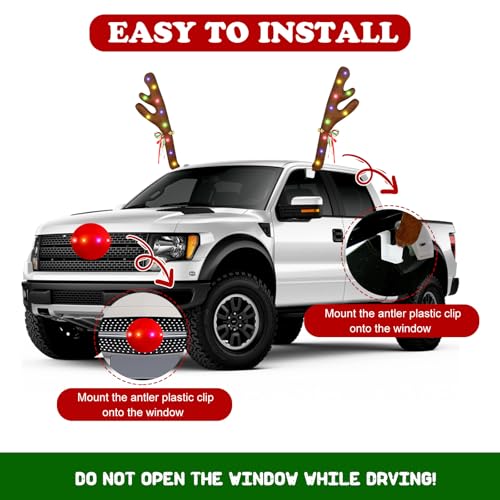 Car Reindeer Antlers & Nose with Lights A493899