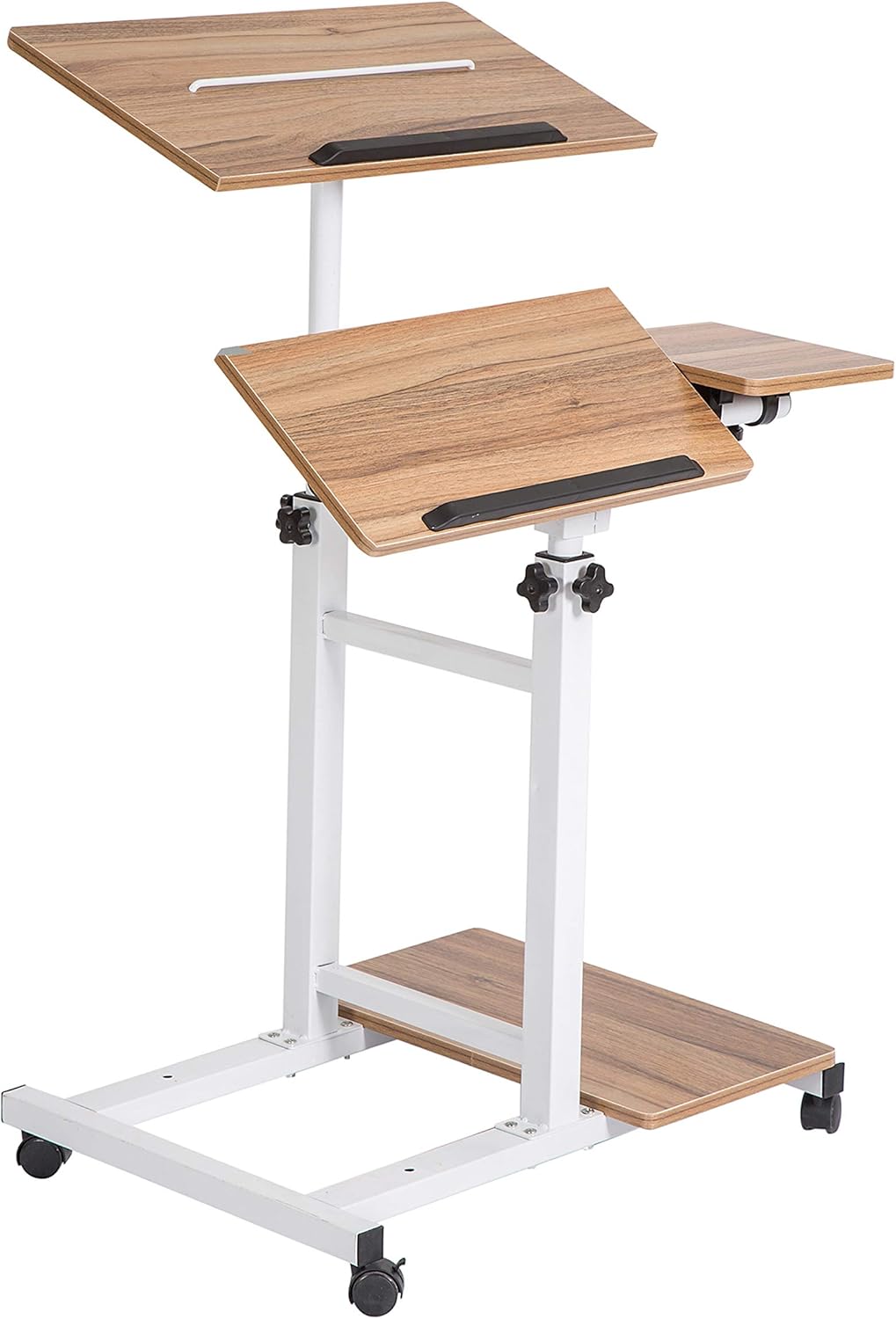 Oak Height Adjustable Standing Desk with Carpet Wheels G39252