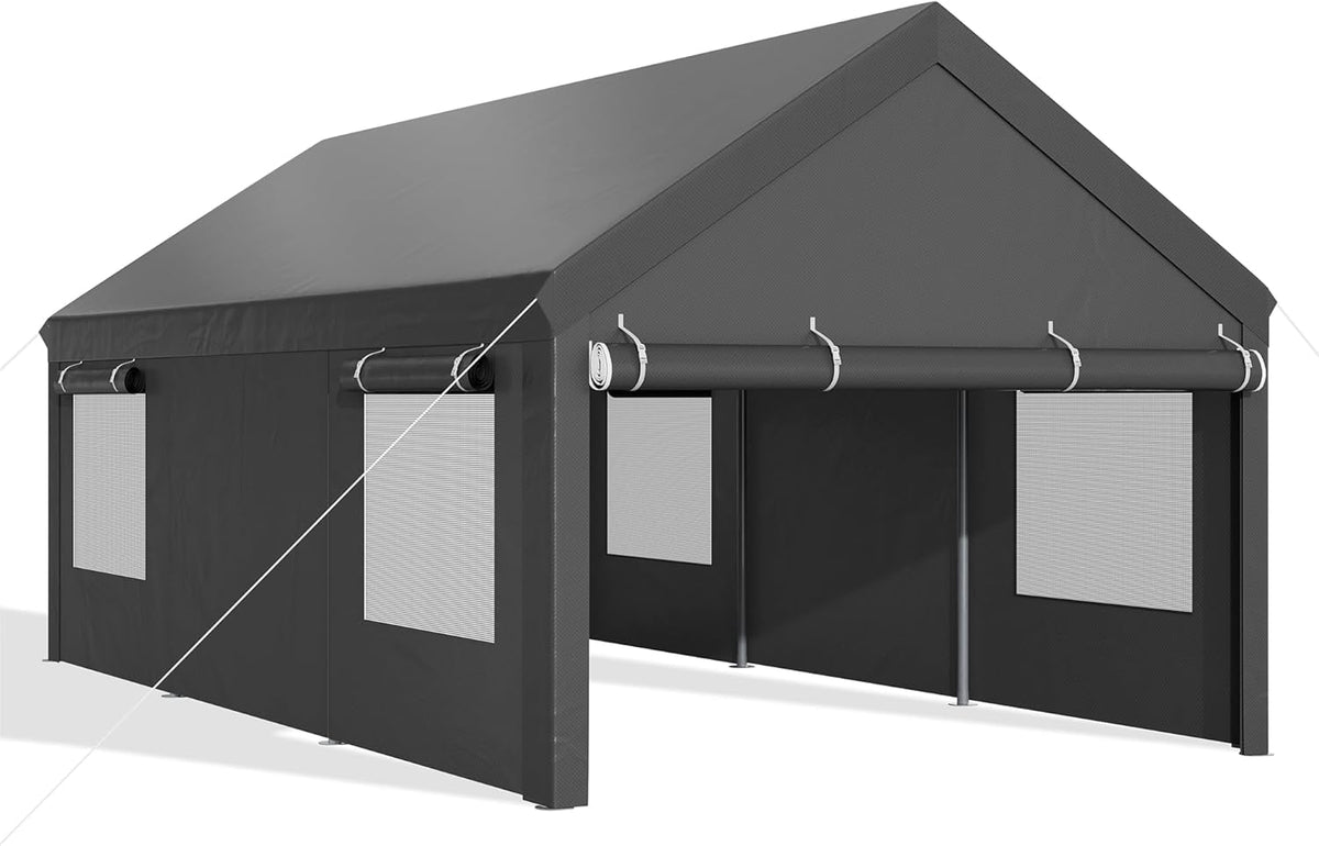 10x18.5 ft Heavy Duty Car Canopy with Roll-up Windows Z693