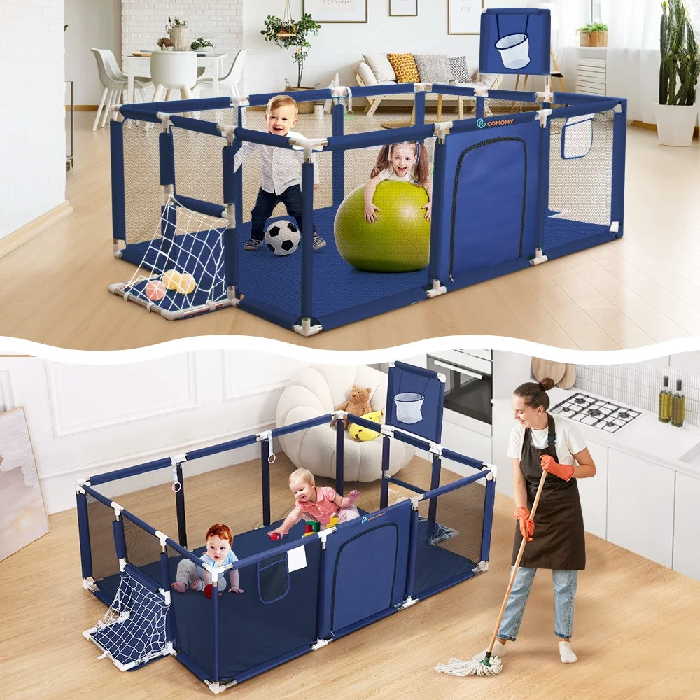 71x48inch Large Gray Baby Playpen Z45817
