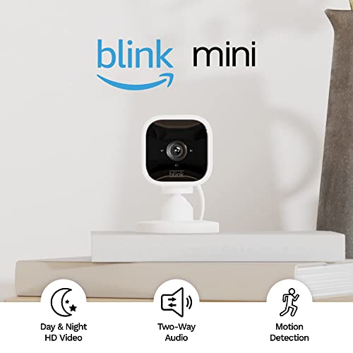 Compact indoor plug-in smart security camera, 1080p HD video, night vision, motion detection, two-way audio – 2 cameras (White) S281318