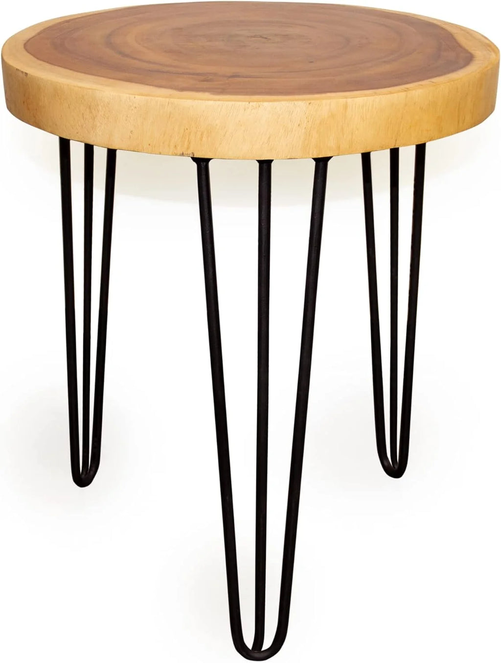 Round Natural Wood Slab Accent End Table P774