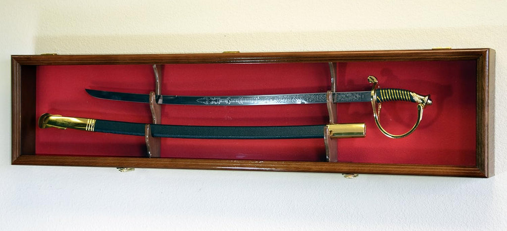 Sword Display Case Cabinet with Lockable Wall Rack Box X5498