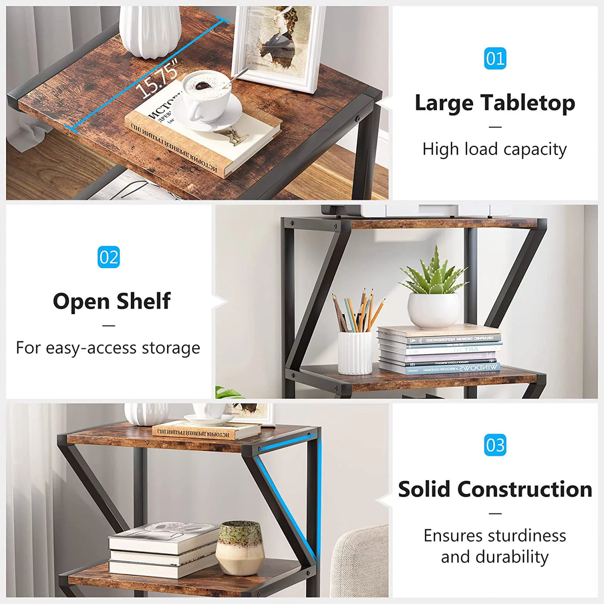 3-Tier Rolling Printer Cart with Storage Shelf S805
