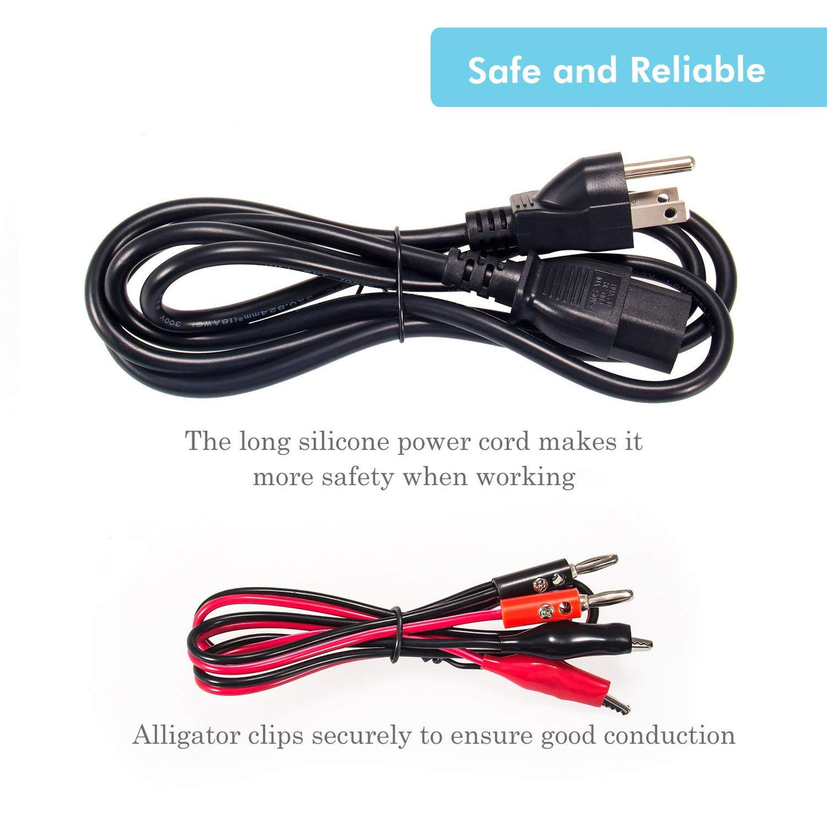 30V 5A Adjustable Switching Regulated DC Bench Linear Power Supply with Alligator Leads and 3 LED Digital Display W24217