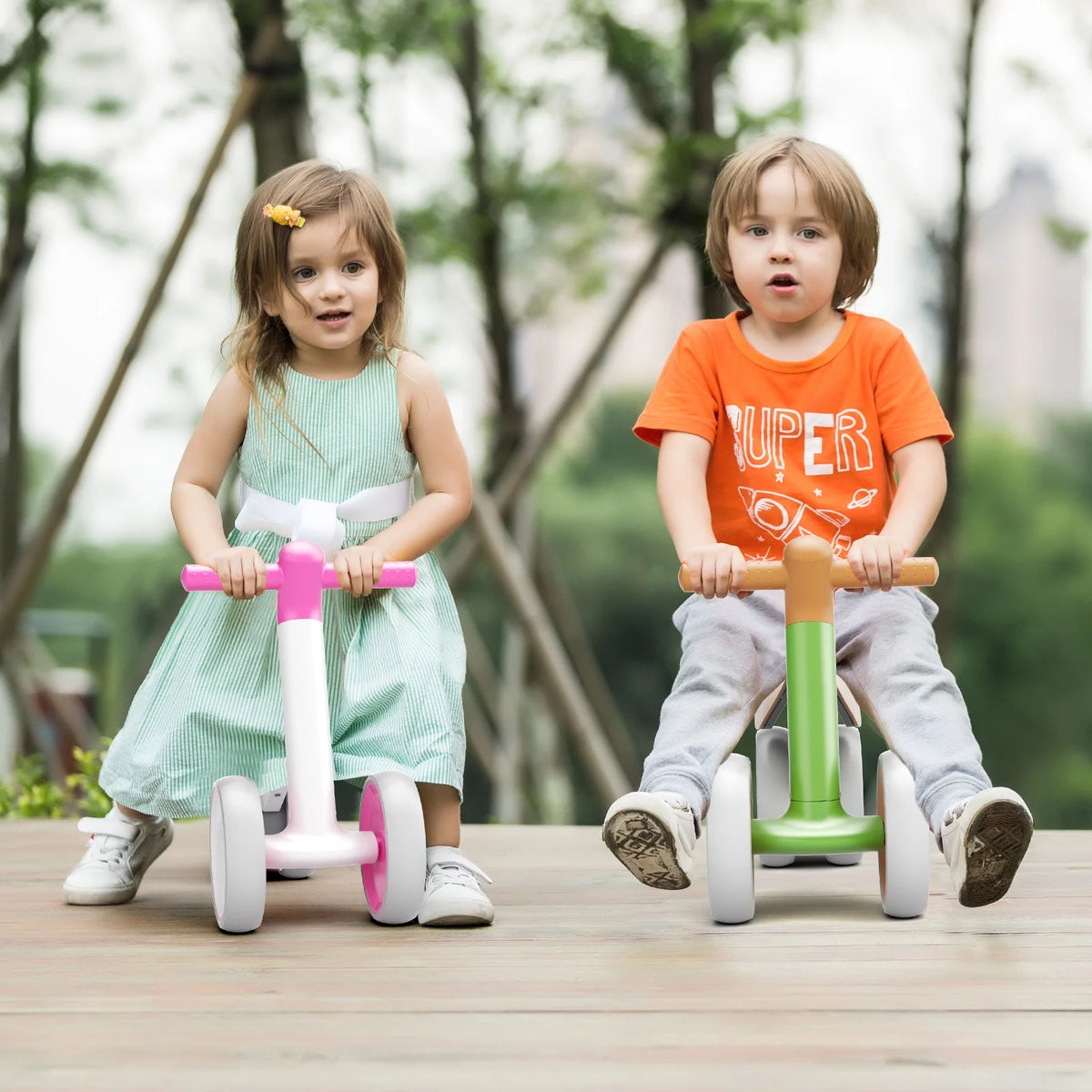 White 4 Wheels Baby Balance Bike T615754