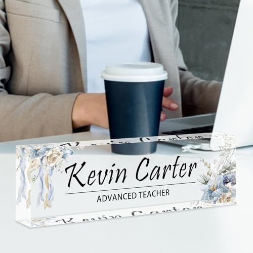 Acrylic Desk Name Plate (Purple Gold Marble) S9978
