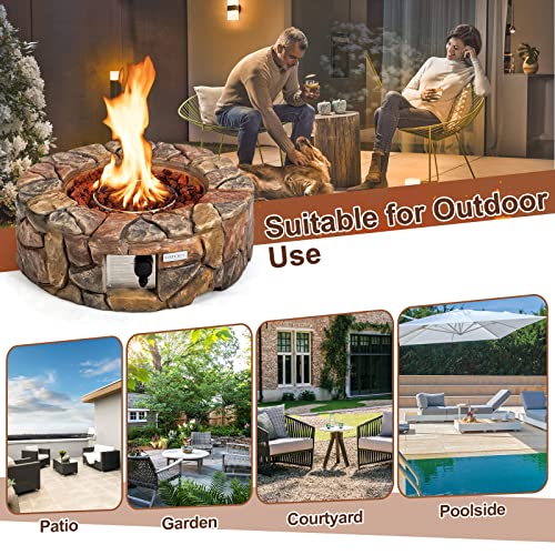 28 Inch Round Propane Gas Fire Pit with Lava Rocks & PVC Cover G703