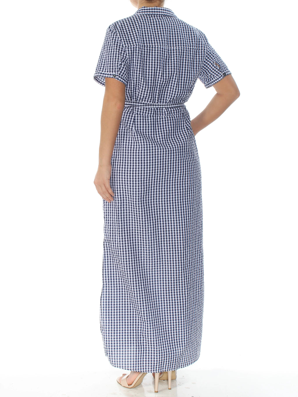 Blue Gingham Shirt Dress A8191
