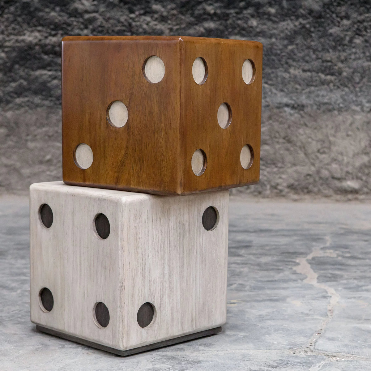 15" Wide Suar Wood Dice Accent Side Table Z68431
