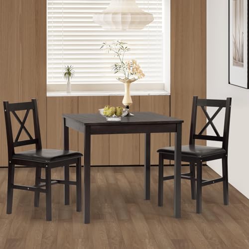 5-Piece Solid Wood Dining Table Set for 4 Brown F45939