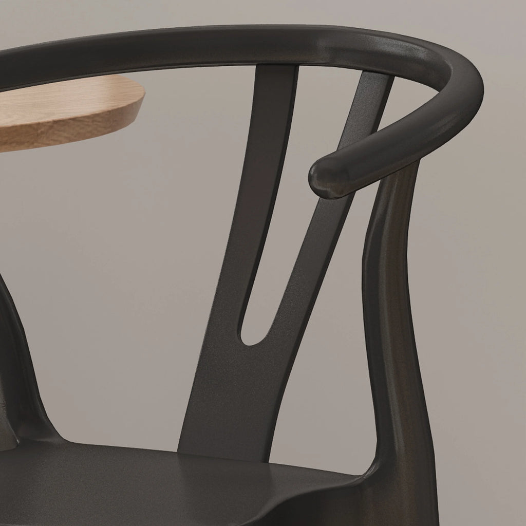 Black and Natural Finish Beech Wood Dining Chair Set of 2 F947