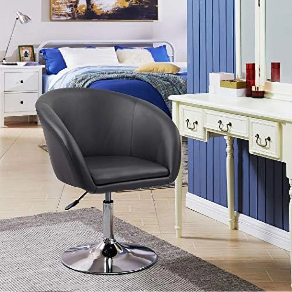 Black Jumbo Size PU Leather Round Swivel Chair A4292