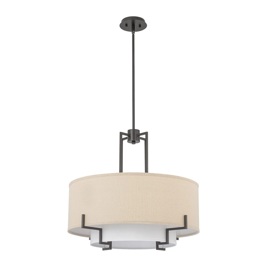 4-Light Dimmable Fabric Drum Shaded Chandelier B156359