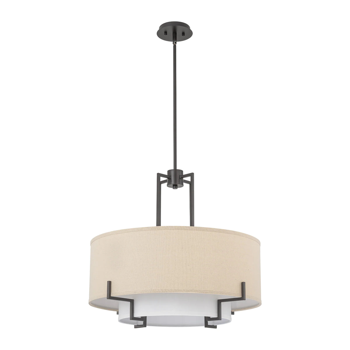 4-Light Dimmable Fabric Drum Shaded Chandelier B156359