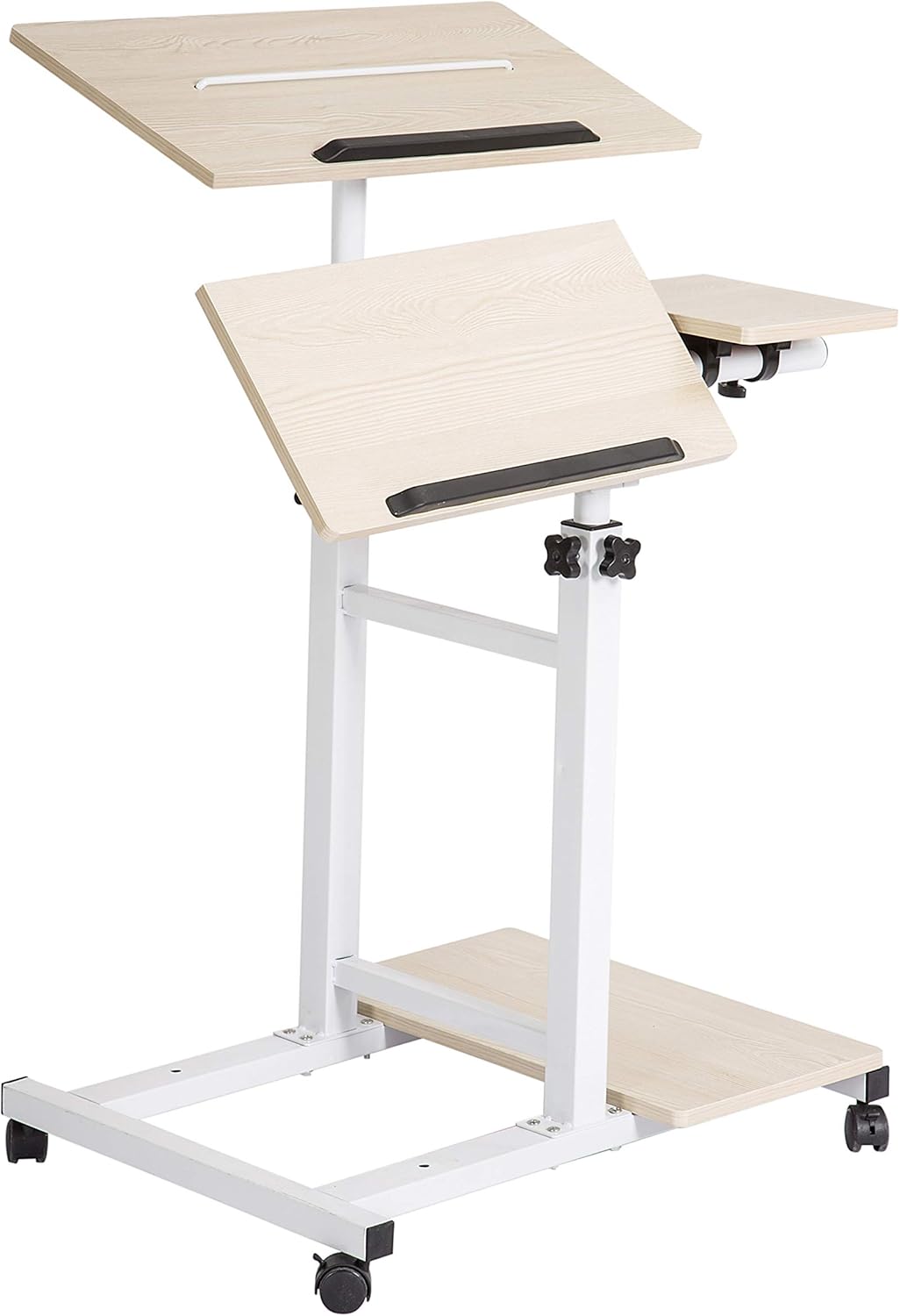 Oak Height Adjustable Standing Desk with Carpet Wheels G39252
