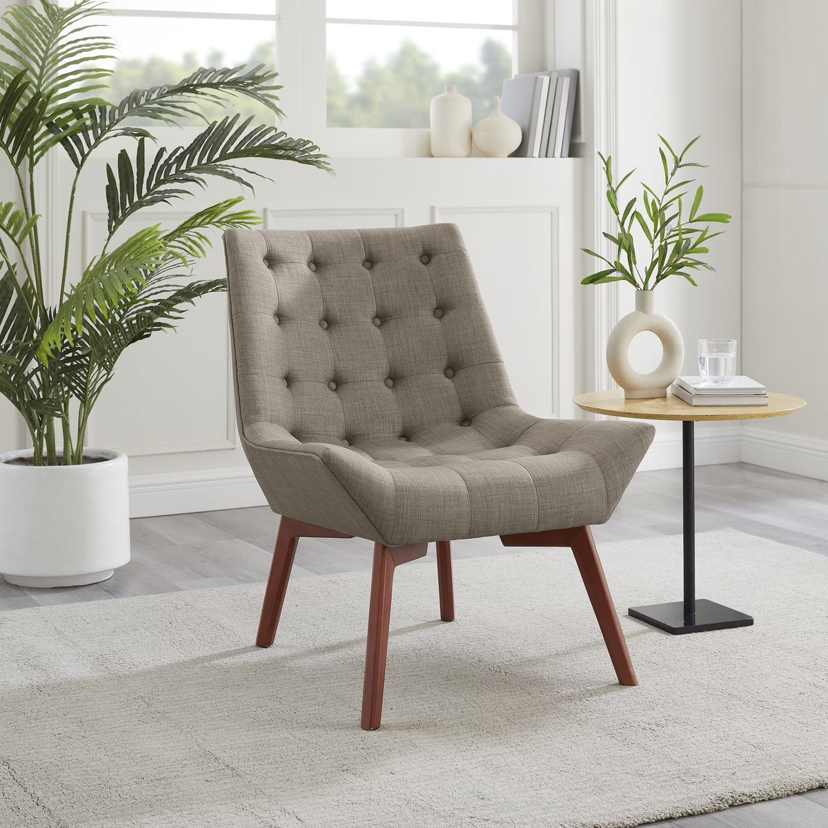 Gray Button Tufted Accent Chair W32857