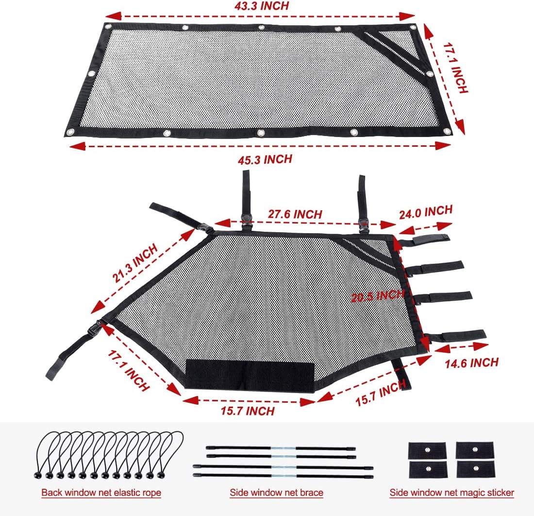 Pack of 2 Roll Cage Mesh Window Nets for Polaris RZR PRO XP/4 K970