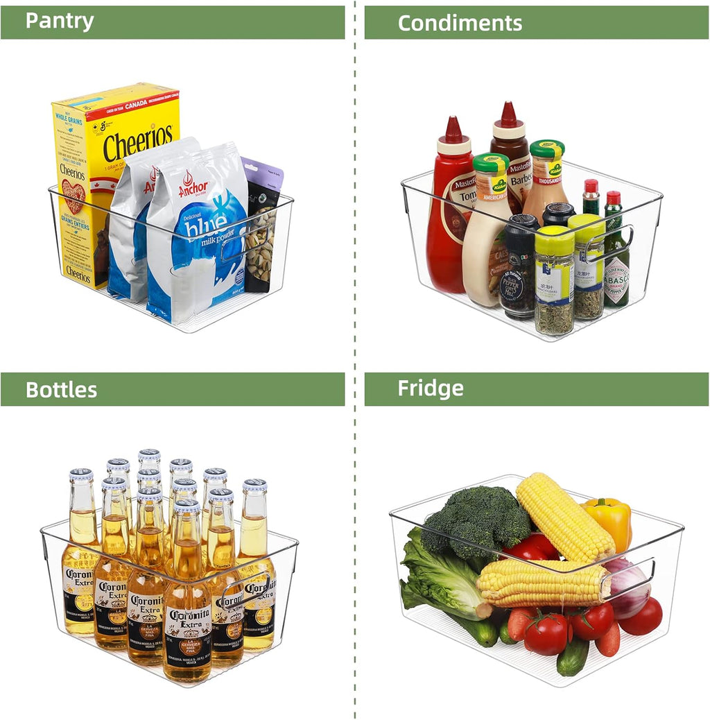 Clear Plastic Fridge Storage Bin, 9 PCS Stackable with Lids D944