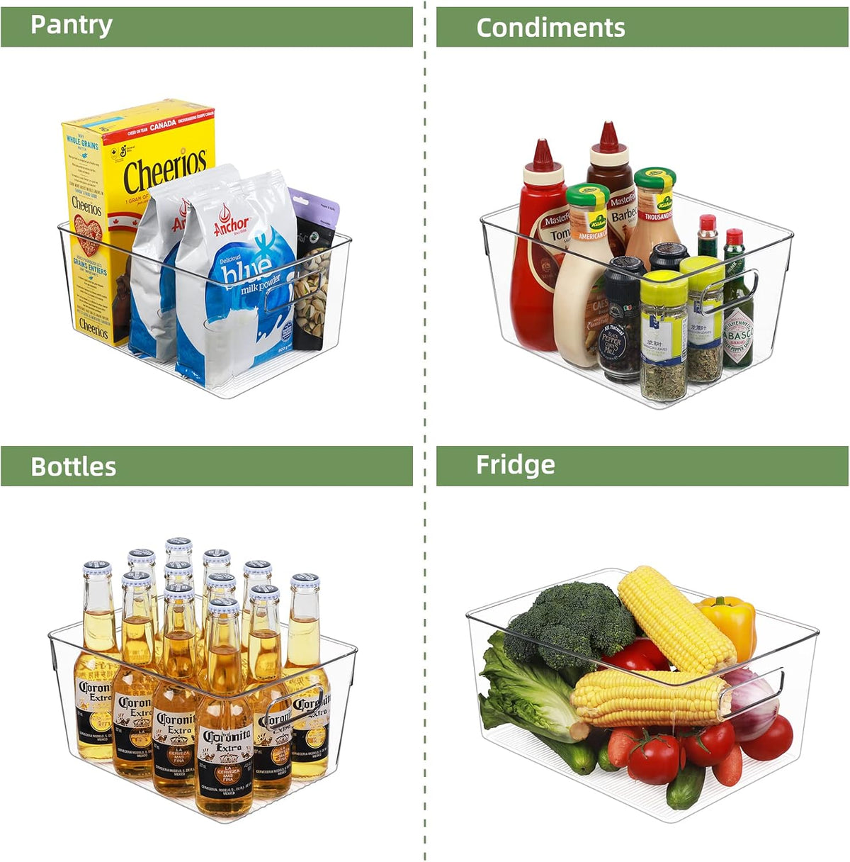 Clear Plastic Fridge Storage Bin, 9 PCS Stackable with Lids D944
