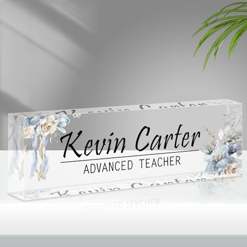 Acrylic Desk Name Plate (Purple Gold Marble) S9978