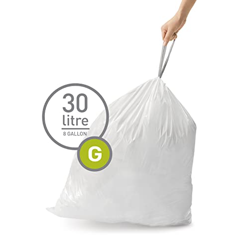 White 30 Liter / 8 Gallon Drawstring Trash Bags V368705
