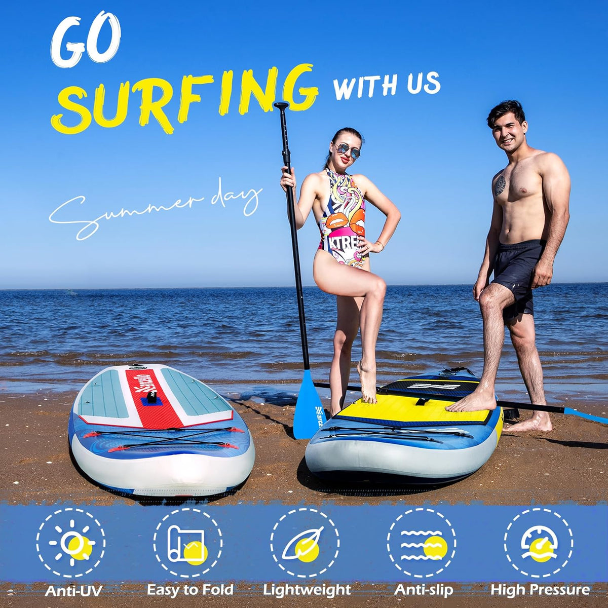 10.6'×33"×6" Inflatable Stand Up Paddle Board with Hand Pump, Leash, Repair Kit, Waterproof Phone Case, Waterproof Bag, Backpack U10656
