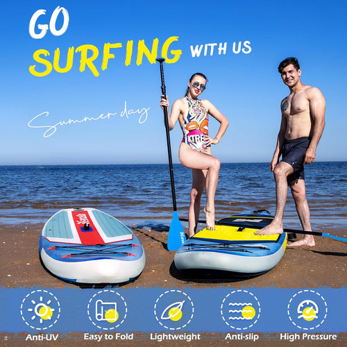 10.6'×33"×6" Inflatable Stand Up Paddle Board with Hand Pump, Leash, Repair Kit, Waterproof Phone Case, Waterproof Bag, Backpack U10656
