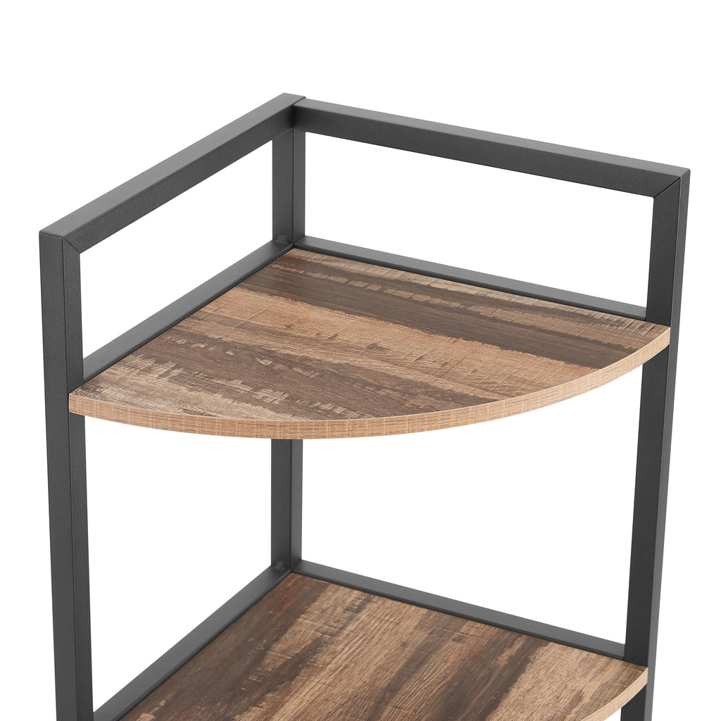 6-Tier Corner Wood Bookcase Rustic Brown E943