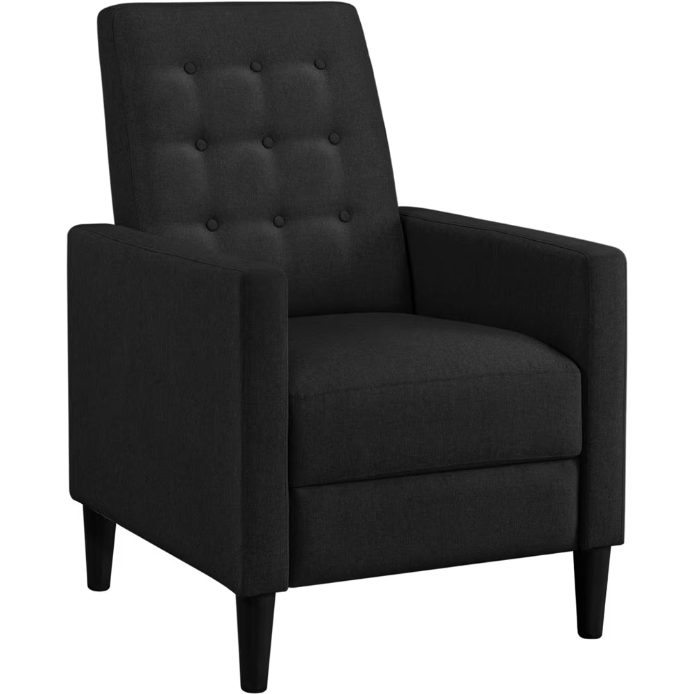 Black Fabric Tufted Recliner Chair with Adjustable Back & Footrest A546