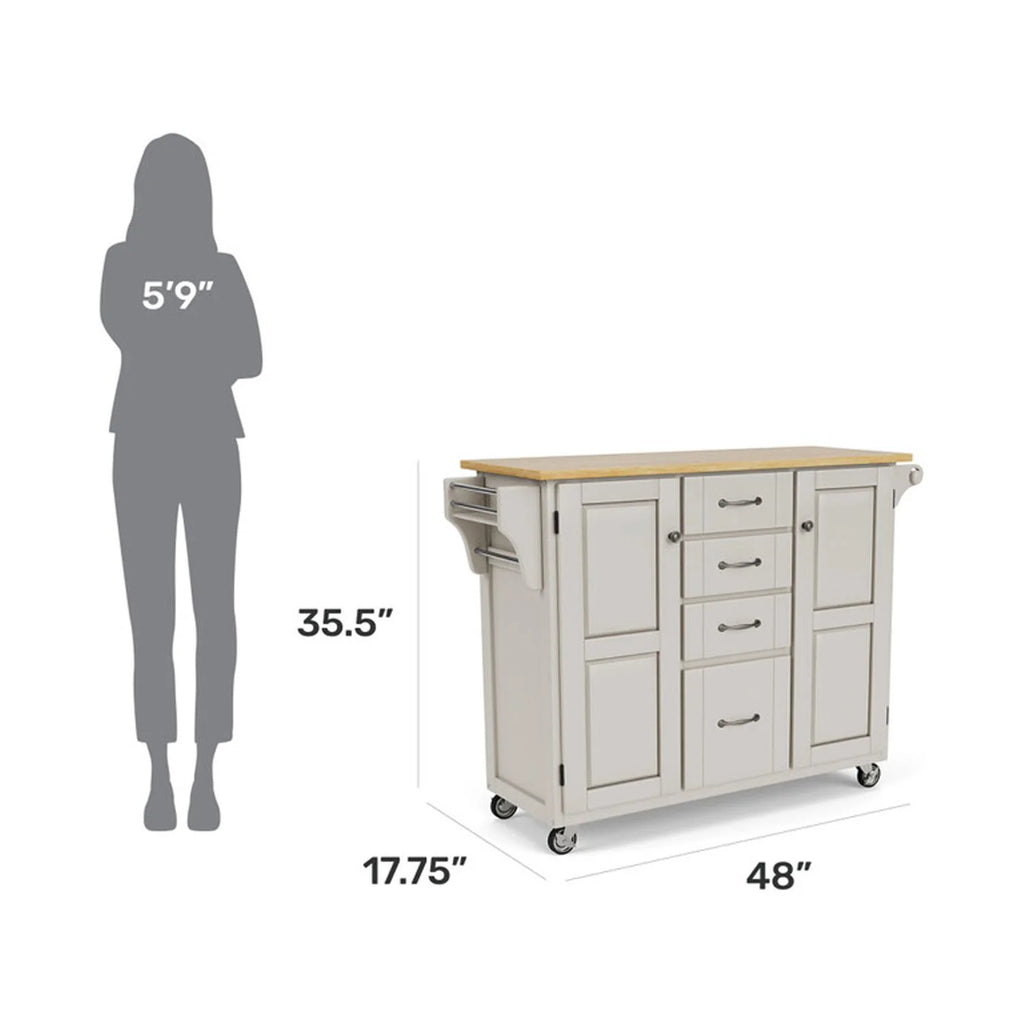 Off White Wood Rolling Kitchen Cart X33681