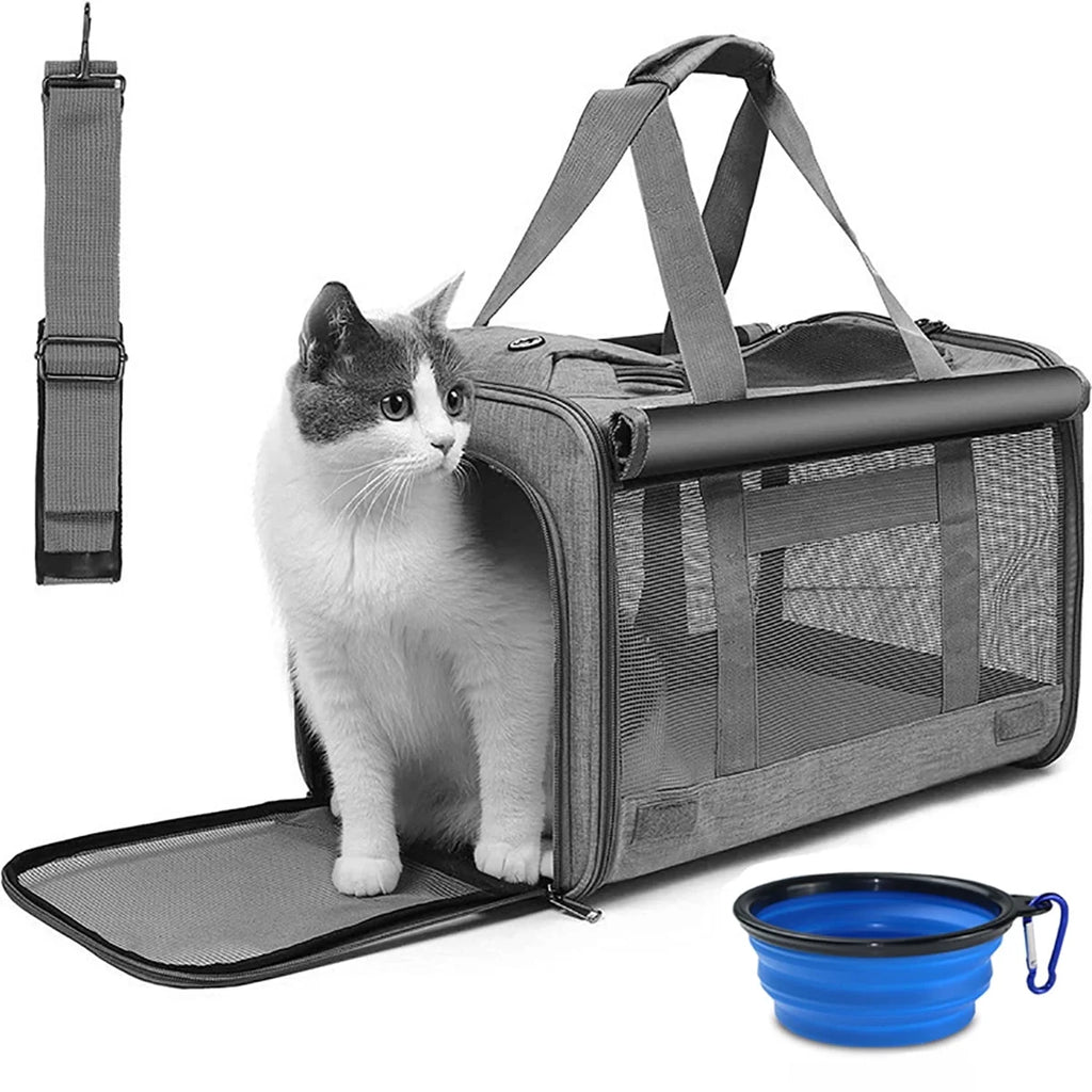Soft Sided Foldable Pet Carrier with Bowl I3610