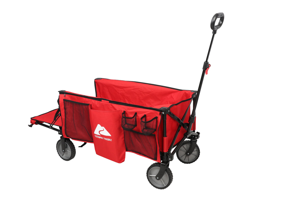 Camping Utility Wagon with Tailgate & Extension Handle, Red P668546
