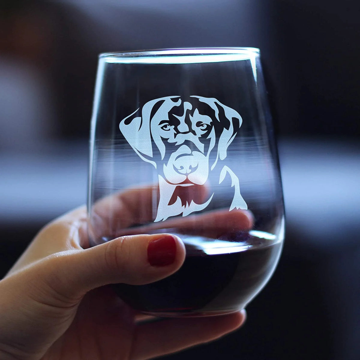 Black Lab Face Stemless Wine Glass E913252