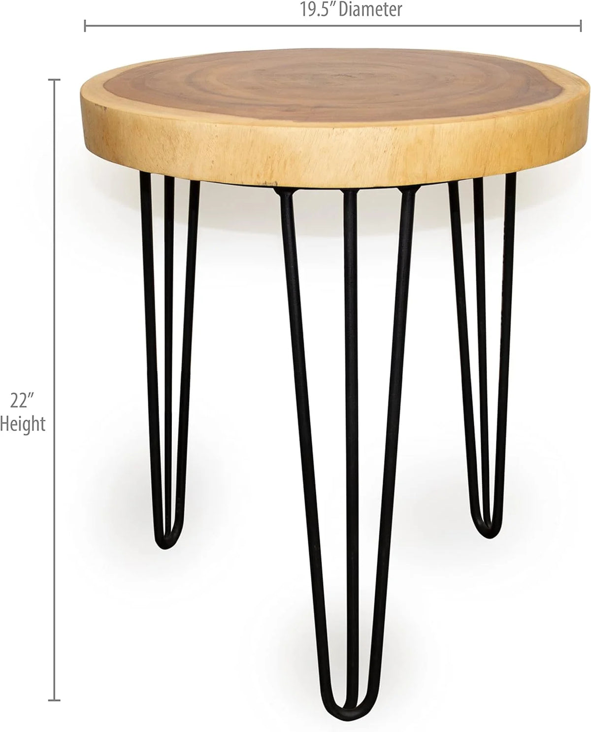 Round Natural Wood Slab Accent End Table P774