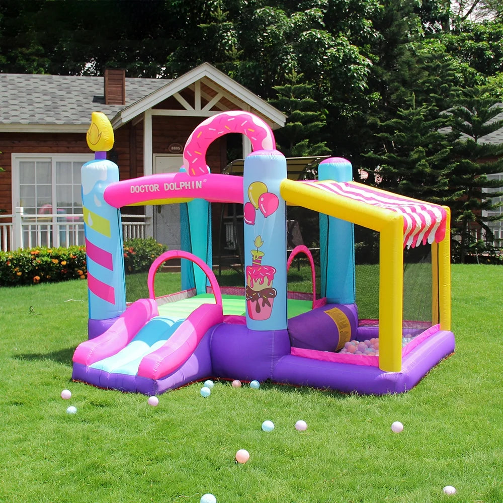Inflatable Slide Bouncer House with Ball Pool and Storage Bag J2665