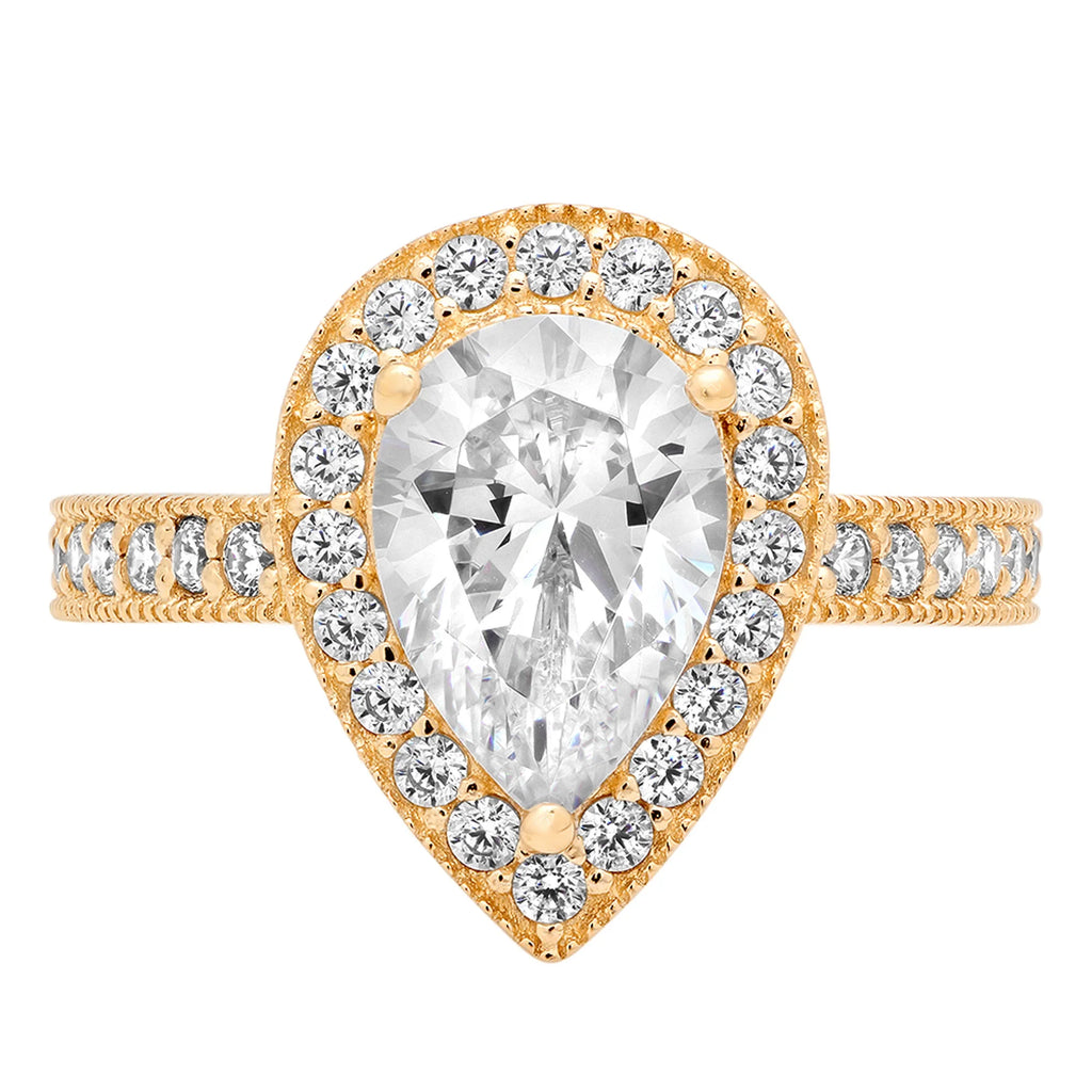 14K Yellow Gold Halo Engagement Ring With Diamond C605