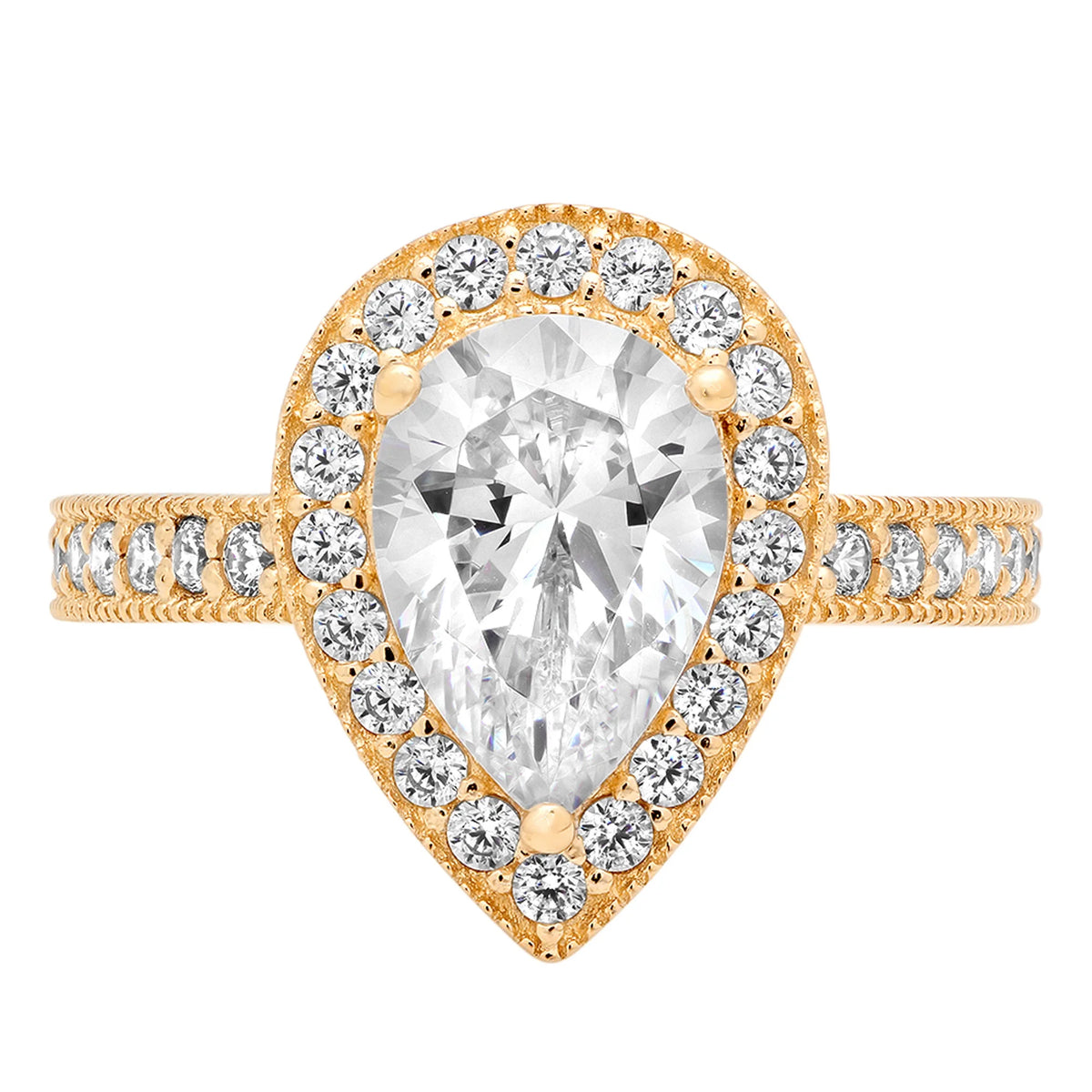 14K Yellow Gold Halo Engagement Ring With Diamond C605