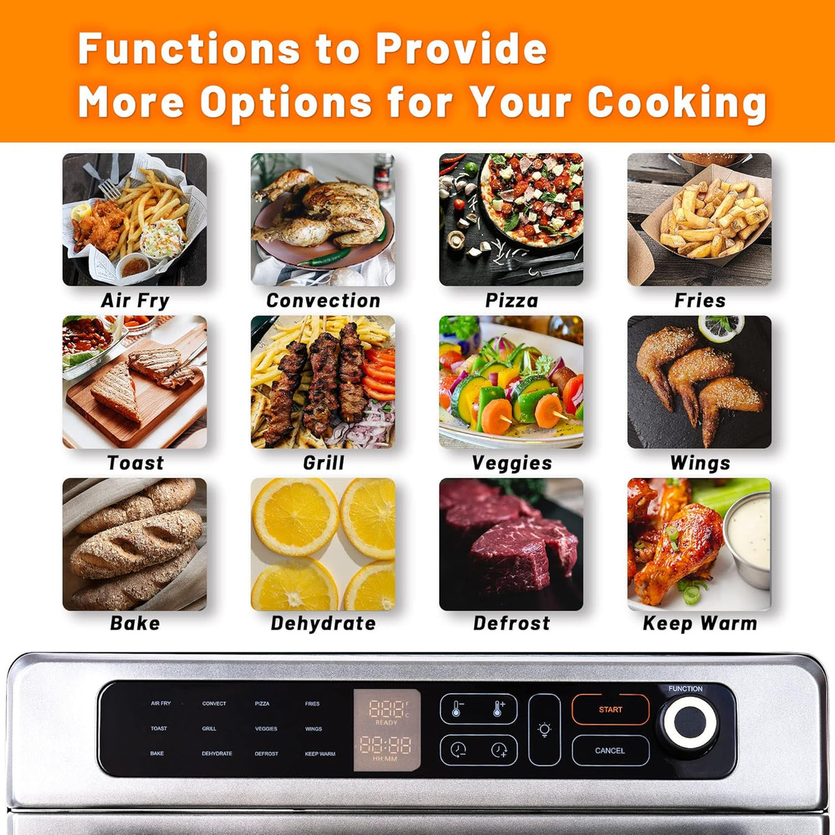 12-in-1 25QT Stainless Steel Air Fryer Toaster Oven W821