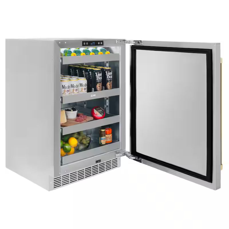 24 in. Single Zone Beverage Fridge with Stainless Door W477