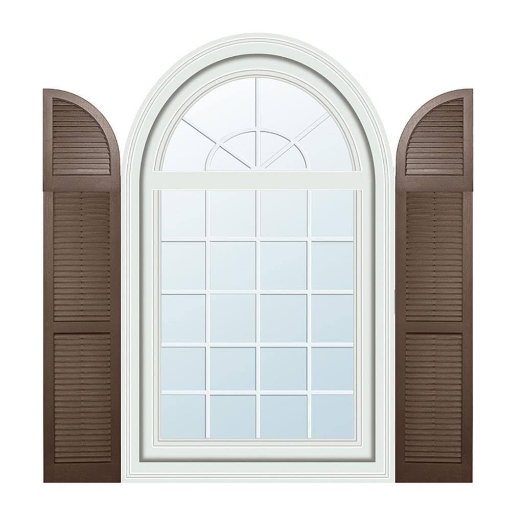 2-Pack Brown Louvered Vinyl Exterior Shutters C613184