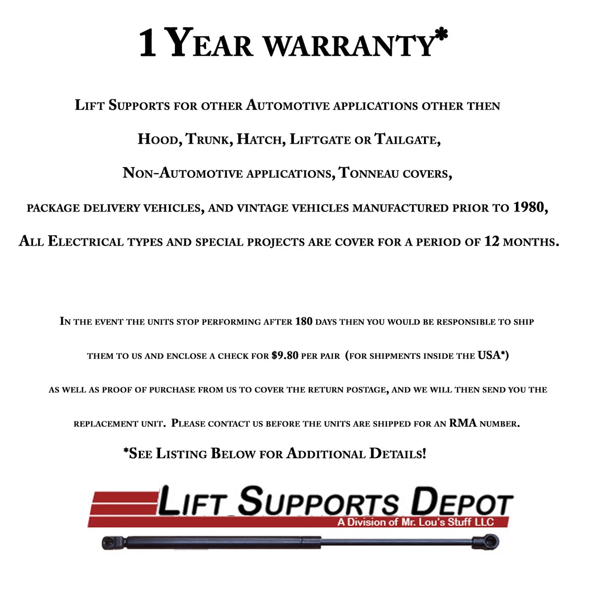 Qty (2) Camper Rear Window Tonneau Cover Universal Lift Support A317