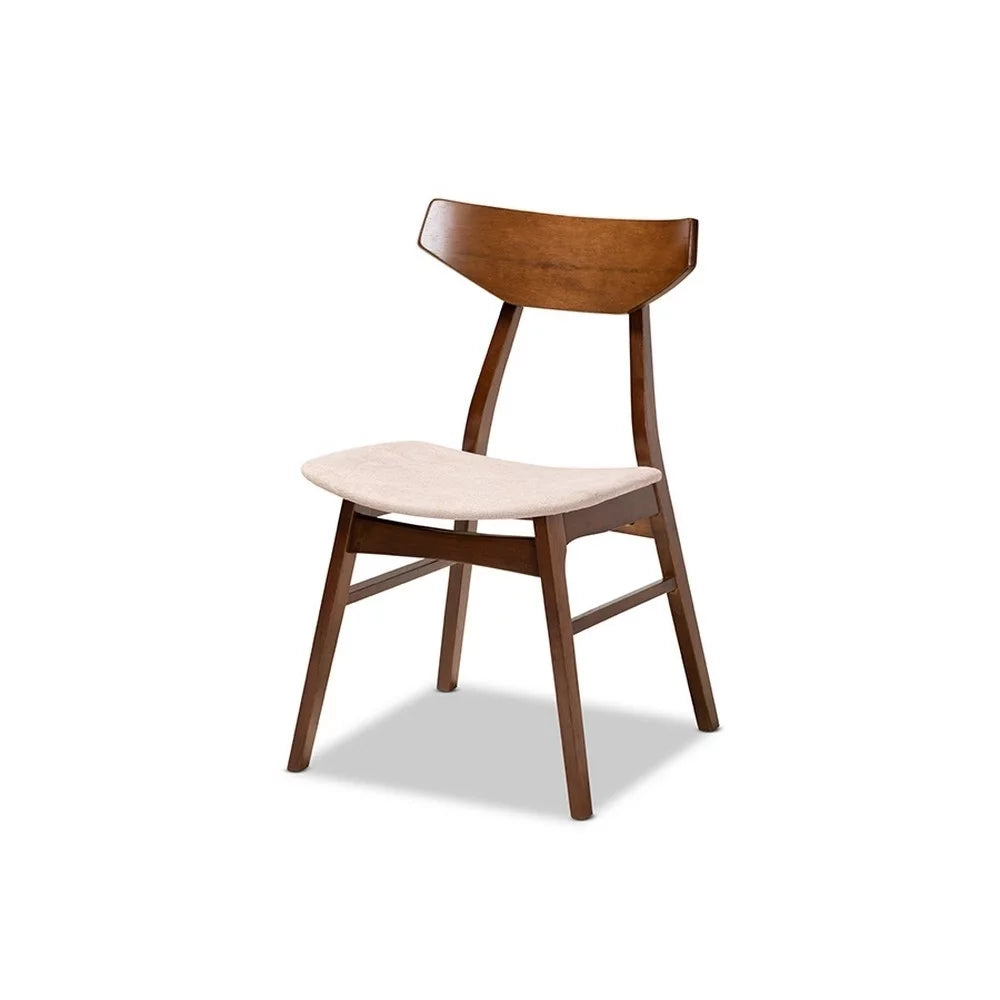 Light Beige Fabric and Wood 5-Piece Dining Set W7474