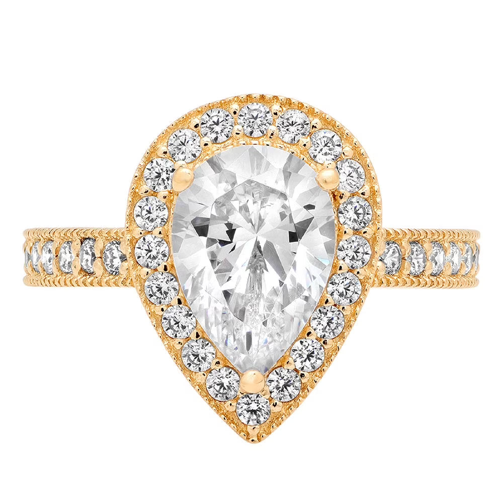 14K Yellow Gold Halo Engagement Ring With Diamond C605