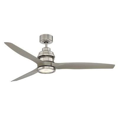 Satin Nickel LED Propeller Ceiling Fan with Remote Control and Light Kit W2108