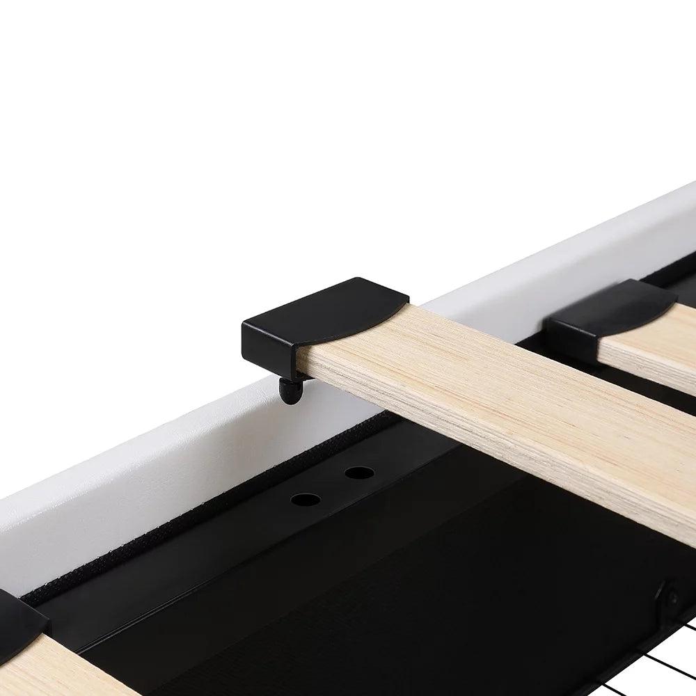 King LED Bed Frame with 4 Storage Drawer White O186